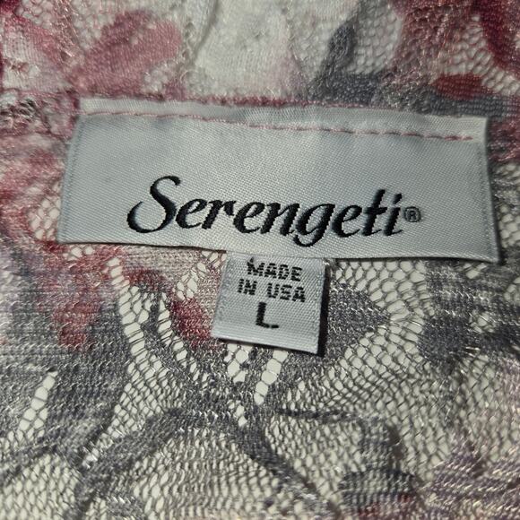 Serengeti Womens Large Open Front Lace Top Cover Up Topper Floral Sheer Vacation - Picture 2 of 11